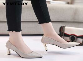 Foto van Schoenen sequins pointed toe shoes women pumps woman luxury bling high heels female ladies sexy part