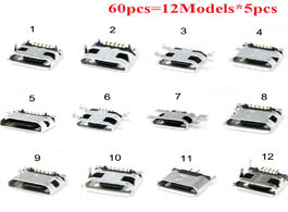 Foto van Elektrisch installatiemateriaal 60pcs 12 models micro usb connector 5pin jack socket female for mp3 