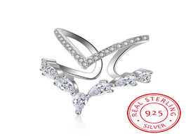 Foto van Sieraden 925 sterling silver irregular double layer zirconia ring for women anillos resizable rings 