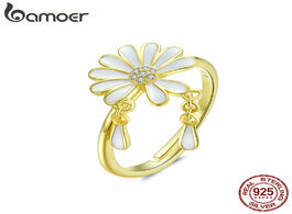 Foto van Sieraden bamoer falling petal daisy finger rings for women white enamel flower design adjustable rin