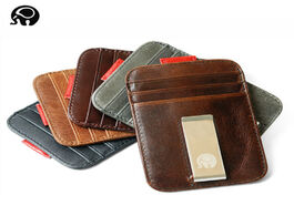 Foto van Tassen men money clips vintage genuine leather front pocket clamp for holder removable clip wallet w