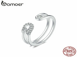 Foto van Sieraden bamoer lover s pin open ring sterling silver 925 funny clip adjustable finger rings fashion