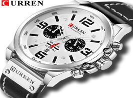 Foto van Horloge fashion classic black white chronograph watch men curren 2018 s watches casual quartz wristw
