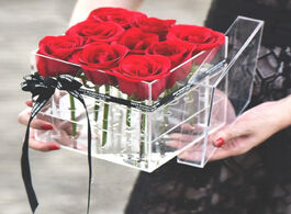 Foto van Huis inrichting acrylic transparent makeup organizer material cosmetic case holder rose flower box w