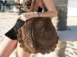 Foto van Tassen bohemian straw bags for women circle beach handbags summer rattan shoulder handmade knitted t