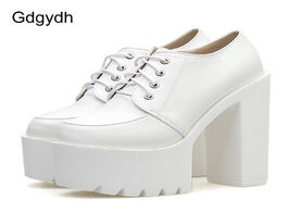 Foto van Schoenen gdgydh spring autumn high heeled shoes women pumps platform heels black white leather 2020 