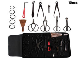Foto van Gereedschap 15 pcs garden bonsai tool set carbon steel kit cutter scissors with nylon case