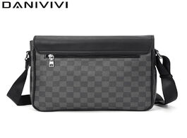 Foto van Tassen luxury brand men s shoulder crossbody bag leather plaid designer handbags for business messen