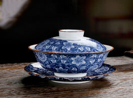 Foto van Huis inrichting retro blue and white porcelain gaiwan cover bowl tea cup ceramic sancai set househol