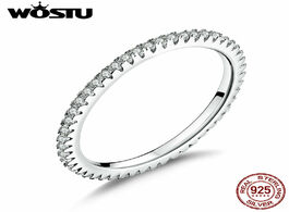 Foto van Sieraden wostu genuine 100 925 sterling silver geometric round clear crystal circle finger ring for 