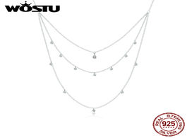 Foto van Sieraden wostu 100 925 sterling silver three layer chain necklace white zircon for women original de
