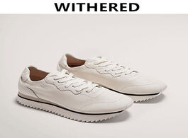 Foto van Schoenen withered causal shoes england style simple white women thick sole genuine leather sneakers 