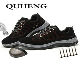 Foto van Schoenen quheng plus size men s steel toe cap protective work boots shoes puncture proof all season 