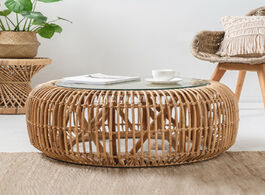 Foto van Meubels round rattan coffee table hand woven portable living room real tea modern minimalist style s