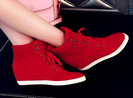 Foto van Schoenen 2020 women boots faux suede leather wedge platform hidden heel shoes high top sneaker casua