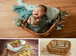Foto van Baby peuter benodigdheden boy photo props woven basket for photography studio accessories vintage ne