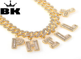 Foto van Sieraden 12mm bagnette rhinestone miami cuban link necklace gold silver plated luxury ankle micro pa