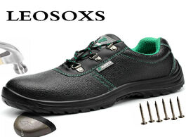 Foto van Schoenen leosoxs work safety shoes men anti slippery boots deodorant genuine leather steel toe cap p