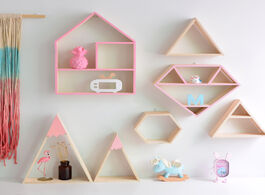 Foto van Huis inrichting nordic style wooden hexagonal rack shelf geometric figure storage wall hanging book 