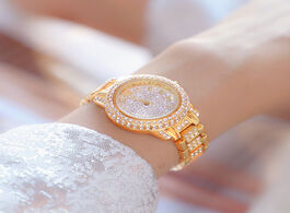 Foto van Horloge new full diamond women s watch crystal ladies bracelet wrist watches clock relojes quartz fo