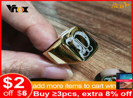 Foto van Sieraden vnox heavy a z initial stamp ring for men gold color solid stainless steel signet chunky pu