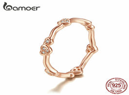 Foto van Sieraden bamoer engagement ring heart stackable finger rings for women 925 sterling silver crystal b
