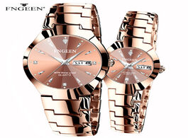 Foto van Horloge couple watches for lovers quartz wristwatch fashion business men watch women tungsten steel 