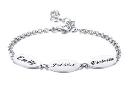 Foto van Sieraden personalized oval family name custom bracelet silver color stainless steel charm jewelry ch