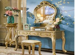 Foto van Meubels champagne gold european dressing table bedroom small mini princess luxury mirror