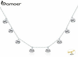 Foto van Sieraden bamoer real 925 sterling silver dazzling cubic zircon round circle cz pendant necklaces for