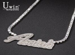 Foto van Sieraden uwin custom name necklace cursive letter with tennis chain cubic zirconia gold silver color