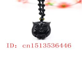 Foto van Sieraden natural obsidian owl pendant necklace man exquisito jewellery fashion accessories hand carv