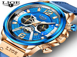Foto van Horloge 2020 lige new fashion chronograph clock men watch casual sport leather watches for quartz wr