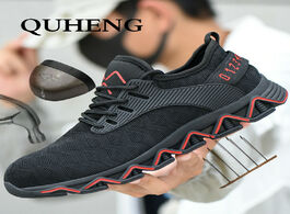 Foto van Schoenen quheng sneakers men s steel toe protective anti smashing breathable work wear resisting sho