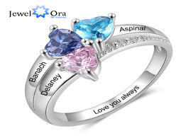 Foto van Sieraden jewelora customized mother ring with 3 heart birthstones personalized silver color copper n