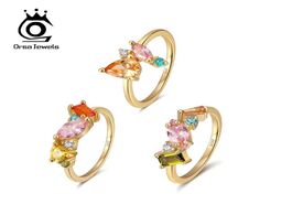 Foto van Sieraden orsa jewels delicate 925 silver wedding rings for female with multi color big crystal zirco