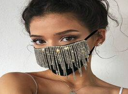 Foto van Sieraden fashion rhinestone face mask crystal diamante mouth cover breathable sun protection dance p