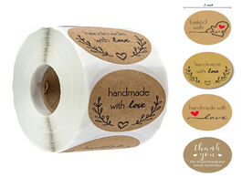 Foto van Kantoor school benodigdheden 500 labels per roll round natural thank you kraft sticker seal hand mad