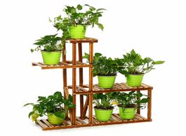 Foto van Meubels multi tier flower plant holder stand rack with wheel wood shelves balcony garden bonsai disp