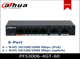 Foto van Beveiliging en bescherming dahua 6 port unmanaged desktop gigabit switch with 4 poe rj45 10 100 1000