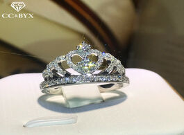 Foto van Sieraden cc women rings 925 silver trendy jewelry bride wedding cubic zirconia crown engagement ring