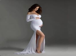 Foto van Baby peuter benodigdheden maternity photo shoot dress with slit slash neck stretchy cotton pregnancy