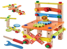 Foto van Speelgoed wooden assembling chair montessori toys baby educational toy preschool multifunctional var