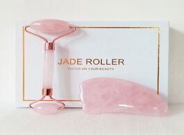 Foto van Schoonheid gezondheid natural rose quartz roller noiseless slimming face lift massager jade facial m