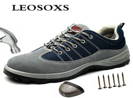 Foto van Schoenen leosoxs men steel nose safety work shoes toe indestructible puncture proof boots outdoor wo