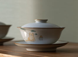 Foto van Huis inrichting luwu ceramic gaiwan cute cat porcelain tureen 160ml