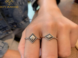 Foto van Sieraden xiyanike 925 sterling silver new geometric diamond square rings retro distressed fashion op