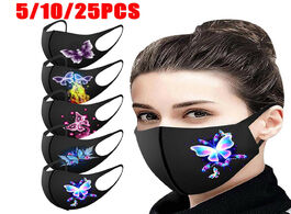 Foto van Beveiliging en bescherming 5 10 25pcs adult s prints protection face mask washable earloop reusable 