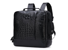 Foto van Tassen new cowhide business travel laptop bag large capacity men s trend crocodile pattern backpack 