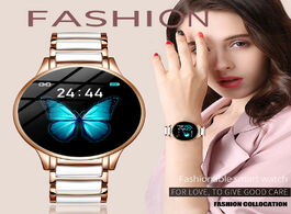 Foto van Horloge lige new ceramic smart watch women heart rate blood pressure monitor for android ios sport m